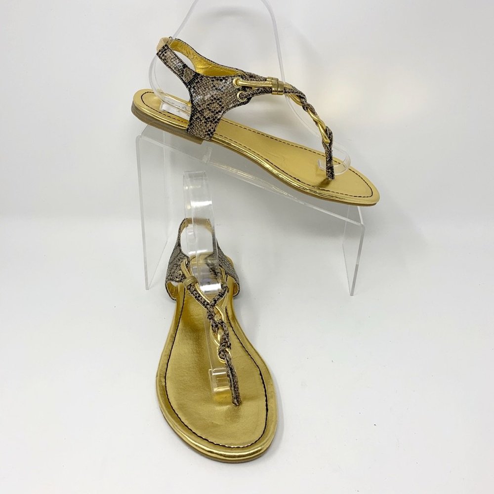 AJ Valencia Gold Faux Snake Skin Sandals Size 9